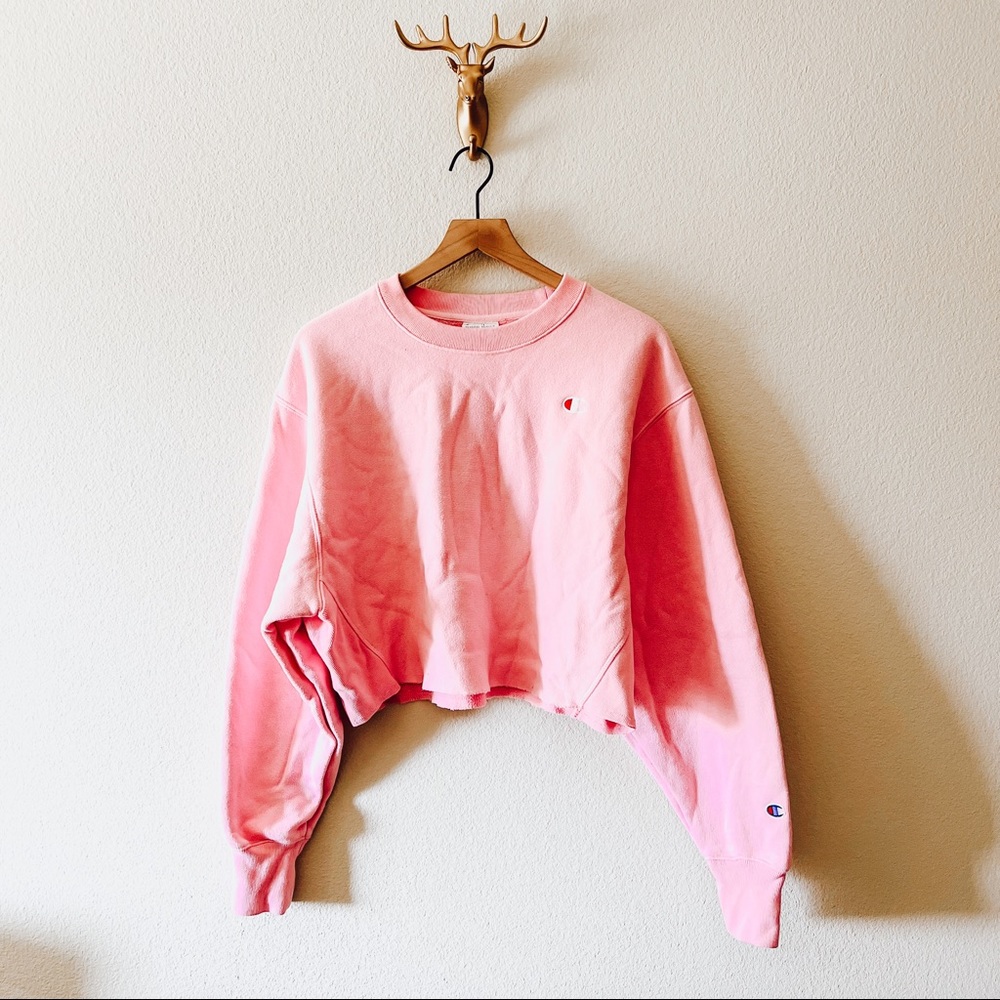 Champion Pink Cropped Crewneck Sweatshirt